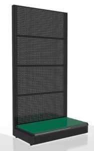 Стеллаж металлический пристенный Стандарт с перфорацией 1850х750х400 черно-зеленый