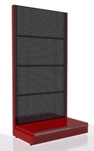 Стеллаж металлический пристенный Стандарт с перфорацией 1850х750х400 черно-красный